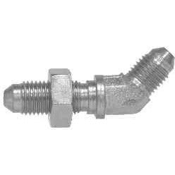 JIC 37 DEGREE FLARE STEEL BULKHEAD UNION 45 DEGREE ELBOW - Fast Fittings