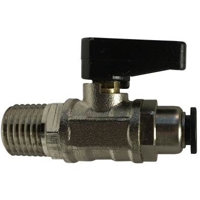 Nickel Plated Brass Chrome Plate Mini Ball Valve - Push-in x Male NPT Thread