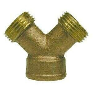 CAST BRASS GARDEN HOSE "Y" CONNECTOR - 3/4 MGH X 3/4 MGH X 3/4 FGH - Fast Fittings