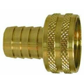 BRASS GARDEN HOSE FEMALE SWIVEL ONLY HOSE BARB FITTING - SHORT SHANK KNURLED NUT - Fast Fittings