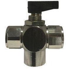 Chrome Plated Brass Mini Ball Valve - 3 Way FIP - Closed Center