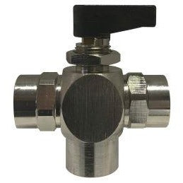 Chrome Plated Brass 3-Way FNPT Panel Mount Mini Ball Valve