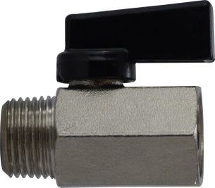 Chrome Plated Brass MNPT X FNPT Mini Ball Valve - Flag Handle