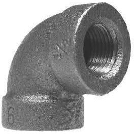 BLACK EXTRA HEAVY MALLEABLE IRON 90 DEGREE FEMALE ELBOW - 300 PSI - Fast Fittings
