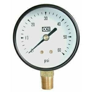 2-1/2" FACE 1/4" LOWER MOUNT STANDARD DRY GAUGE - STEEL CASE - Fast Fittings