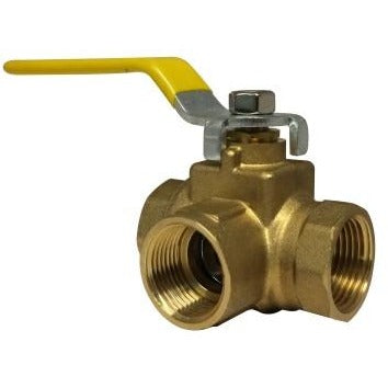 Side Outlet 3 Way Brass Ball Valve - 600 Wog